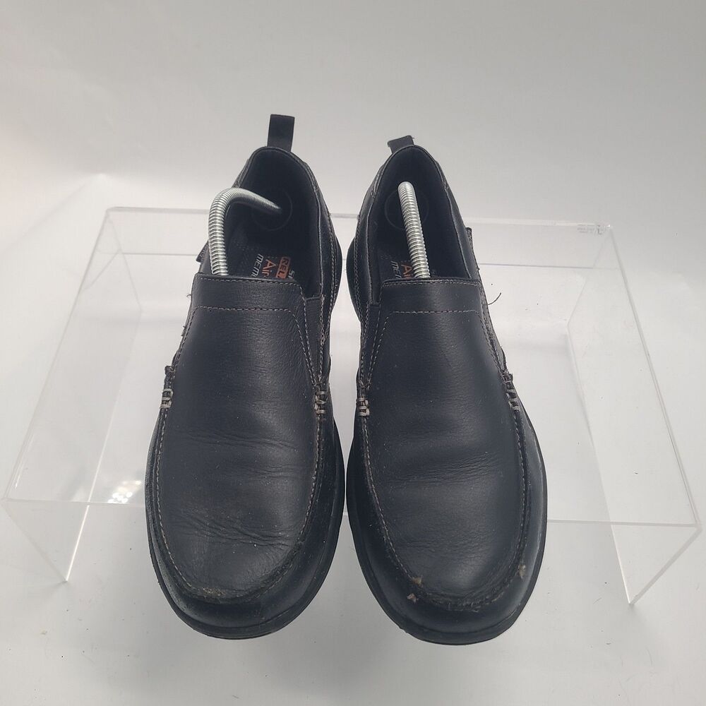 Skechers Harper-Forde 64858EWW Black Leather Slip-on Shoes Men 10 EUC